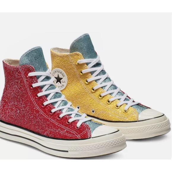 Converse x JW Anderson Chuck 70 Hi Top Glitter Barbosa Cherry M6 W8 - Picture 1 of 15